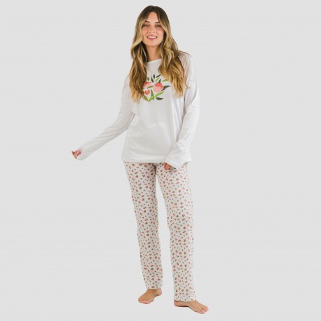 Pijama largo algodón Dona rosa