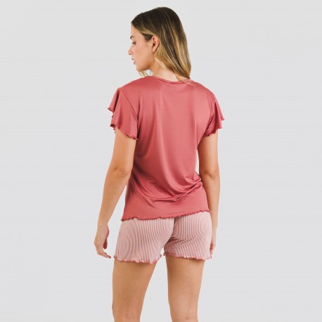 Pijama manga corta mujer soft Raya Aliena marsala