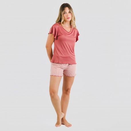 Pijama manga corta mujer soft Raya Aliena marsala