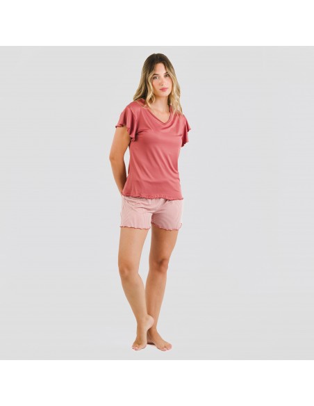 Pijama manga corta mujer soft Raya Aliena marsala