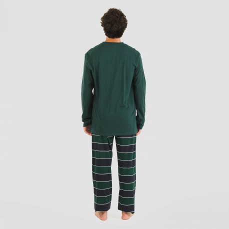 Pijama largo algodón hombre Lorenzo verde