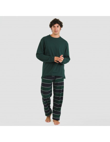Pijama largo algodón hombre Lorenzo verde