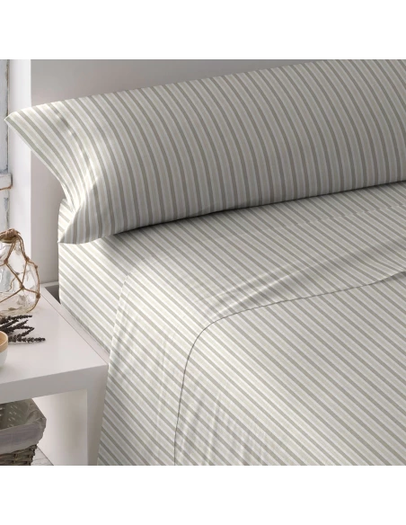 Juego de sábanas algodón Raya Brooke arena