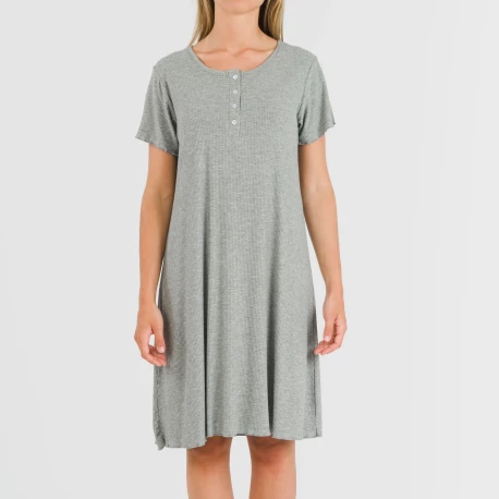 Blusón manga corta canalé viscosa liso