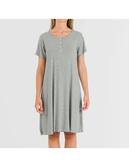 Blusón manga corta canalé viscosa liso