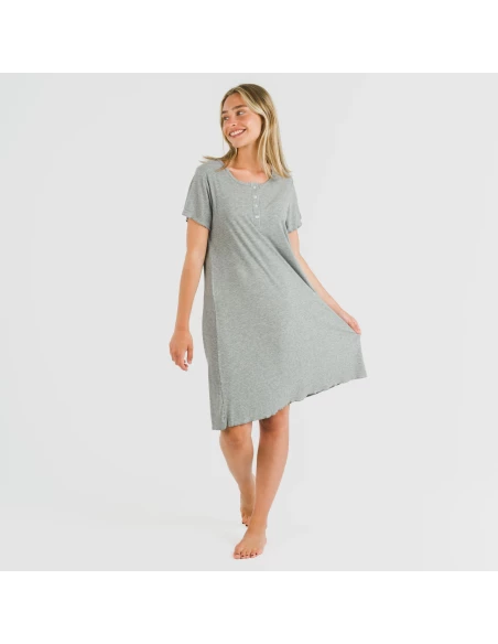 Blusón manga corta canalé viscosa liso