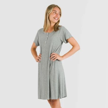 Blusón manga corta canalé viscosa liso