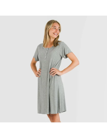 Blusón manga corta canalé viscosa liso