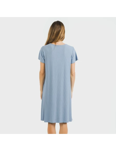 Blusón manga corta canalé viscosa liso