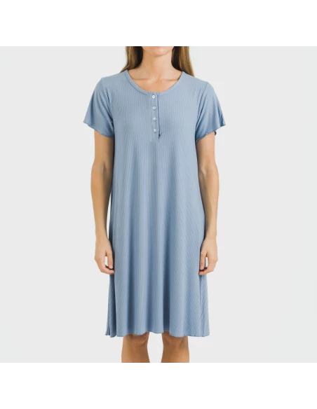 Blusón manga corta canalé viscosa liso