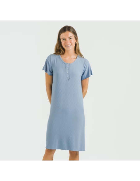 Blusón manga corta canalé viscosa liso