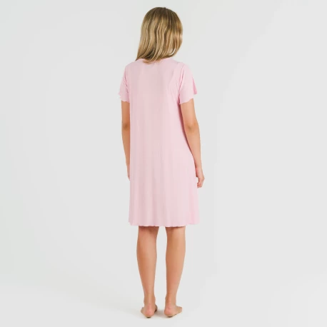 Blusón manga corta canalé viscosa liso