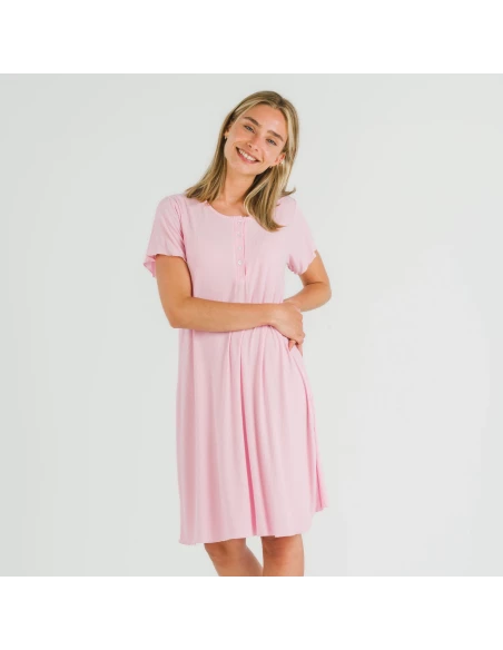 Blusón manga corta canalé viscosa liso