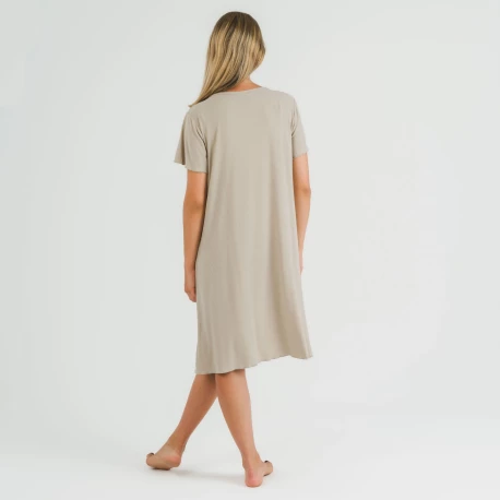 Blusón manga corta canalé viscosa liso