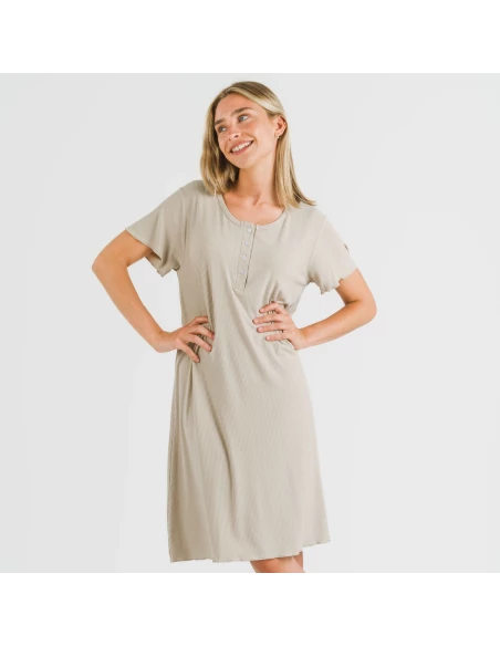 Blusón manga corta canalé viscosa liso