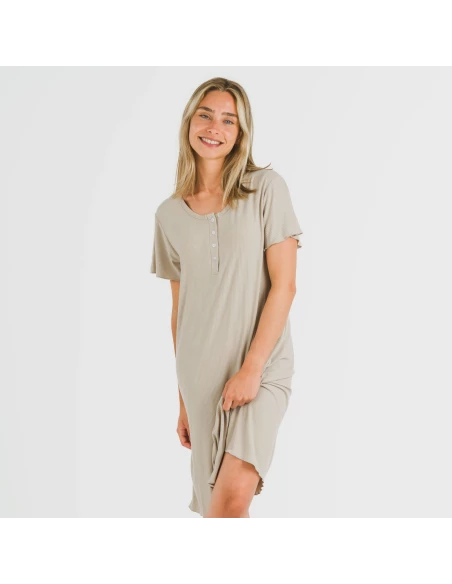 Blusón manga corta canalé viscosa liso