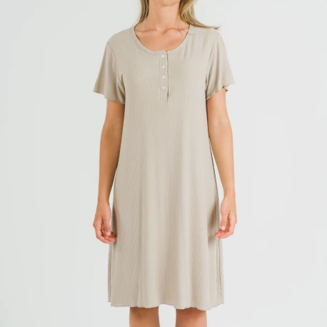 Blusón manga corta canalé viscosa liso