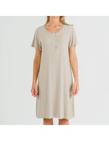 Blusón manga corta canalé viscosa liso