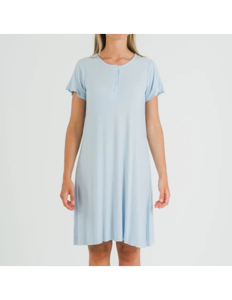 Blusón manga corta canalé viscosa liso