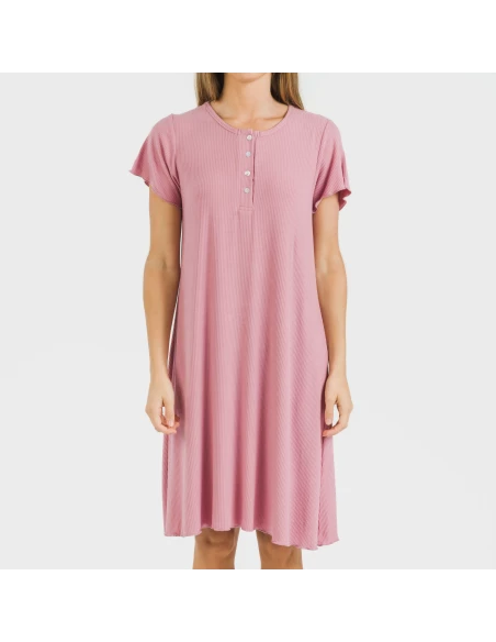 Blusón manga corta canalé viscosa liso