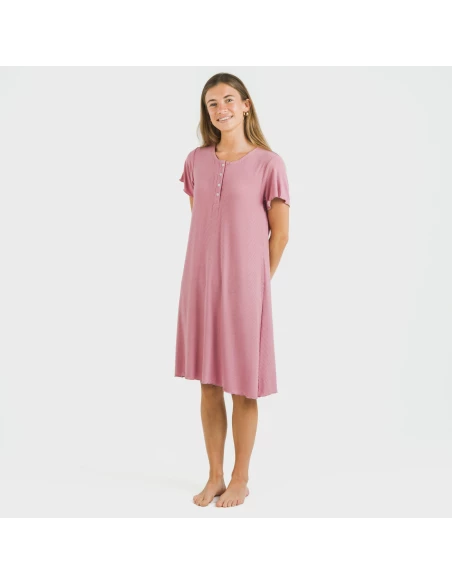 Blusón manga corta canalé viscosa liso