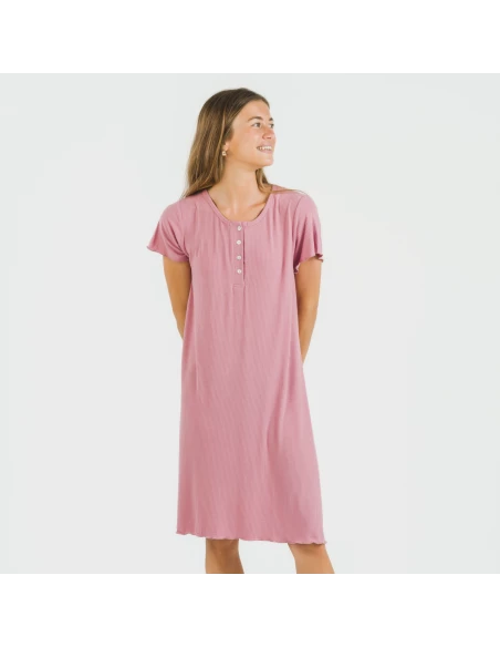 Blusón manga corta canalé viscosa liso