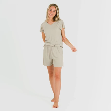 Pijama corto de manga corta mujer canale viscosa liso