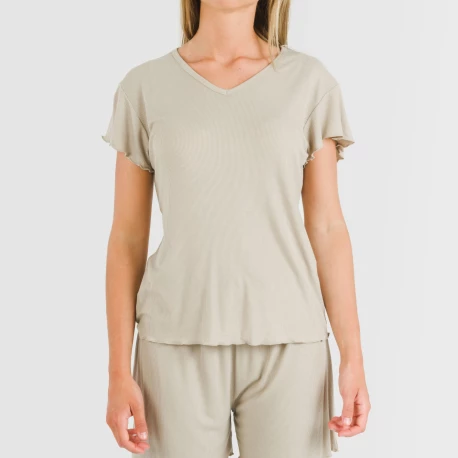 Pijama corto de manga corta mujer canale viscosa liso