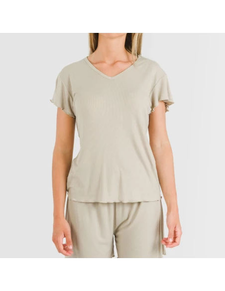 Pijama corto de manga corta mujer canale viscosa liso