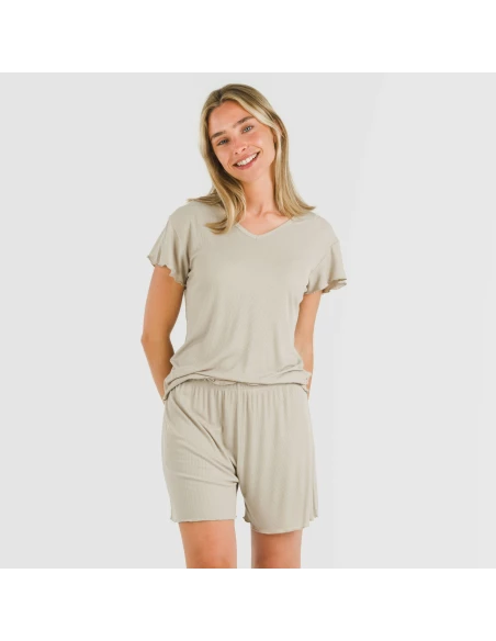 Pijama corto de manga corta mujer canale viscosa liso