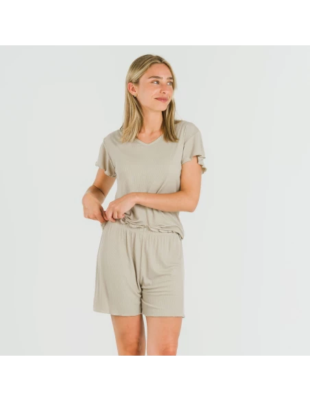Pijama corto de manga corta mujer canale viscosa liso