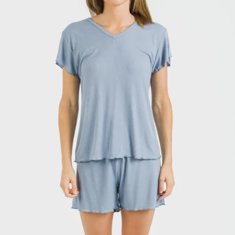 Pijama corto de manga corta mujer canale viscosa liso
