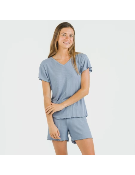 Pijama corto de manga corta mujer canale viscosa liso