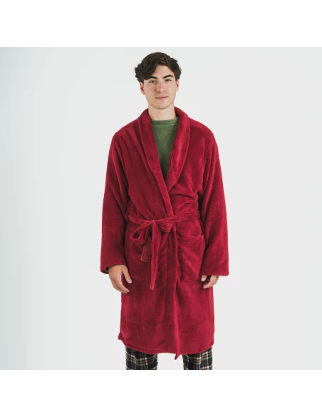 Bata coral hombre lisa