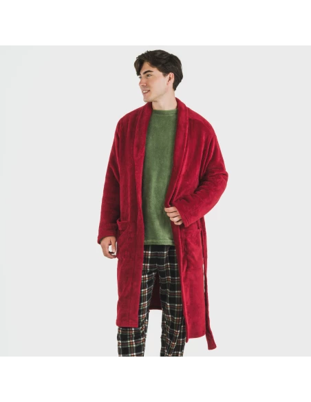 Bata coral hombre lisa