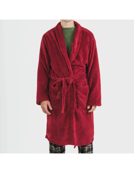 Bata coral hombre lisa