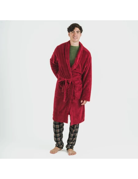 Bata coral hombre lisa