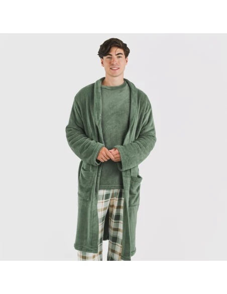 Bata coral hombre lisa