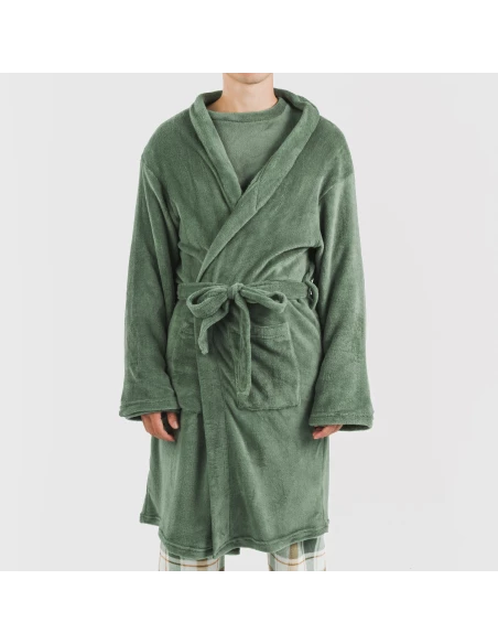 Bata coral hombre lisa