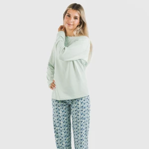 Pijama largo algodón Gaia verde tiffany