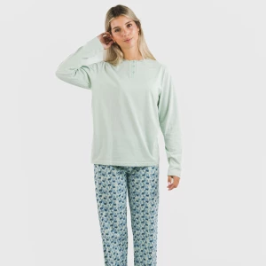 Pijama largo algodón Gaia verde tiffany 2