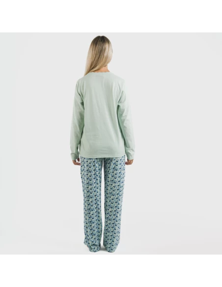 Pijama largo algodón Gaia verde tiffany