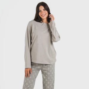 Pijama largo algodón Garbo gris mezcliyado