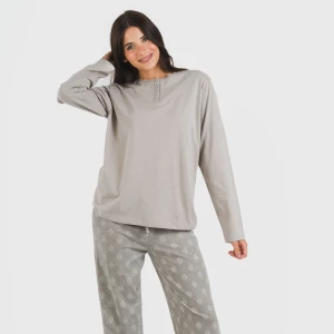 Pijama largo algodón Garbo gris mezcliyado 2