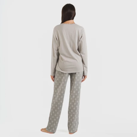 Pijama largo algodón Garbo gris mezcliyado