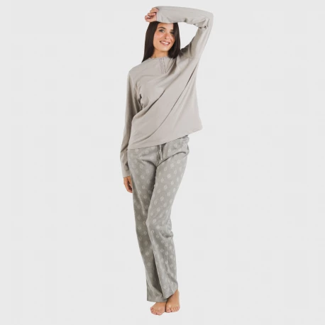 Pijama largo algodón Garbo gris mezcliyado