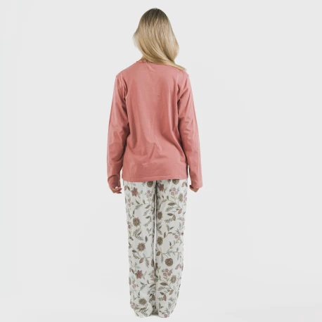 Pijama largo algodón Rosaura marsala