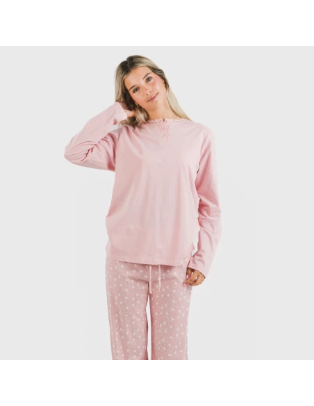 Pijama largo algodón Kim rosa