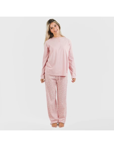 Pijama largo algodón Kim rosa