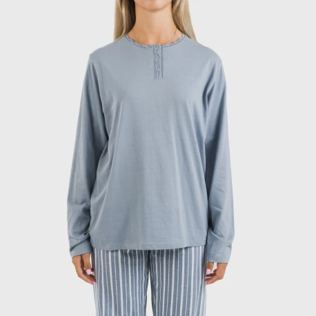 Pijama largo algodón Raya Tomas indigo